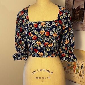 Floral Square Neck Blouse